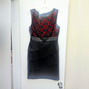 Black Lace Overlay Red Sheeth